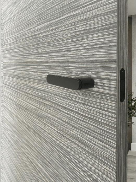 Masan solid core wood veneer interior door system with concealed hinges and magnetic lock by MR DOOR US 3