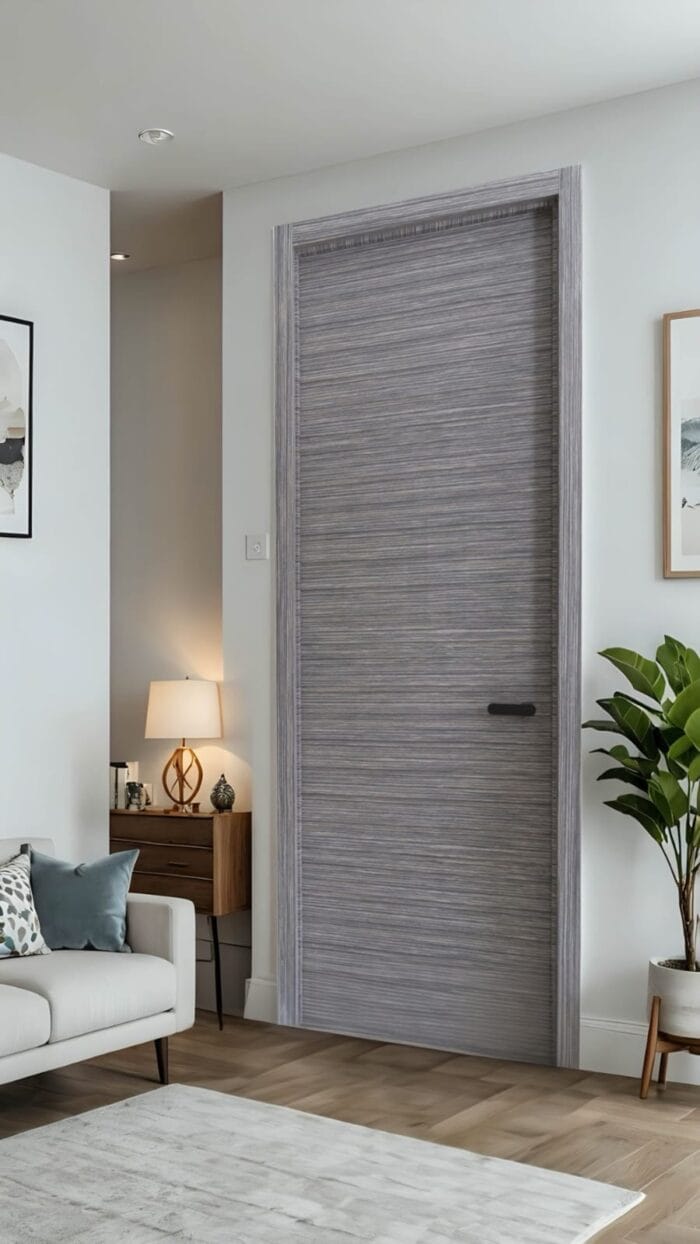 Masan solid core wood veneer interior door system with concealed hinges and magnetic lock by MR DOOR US