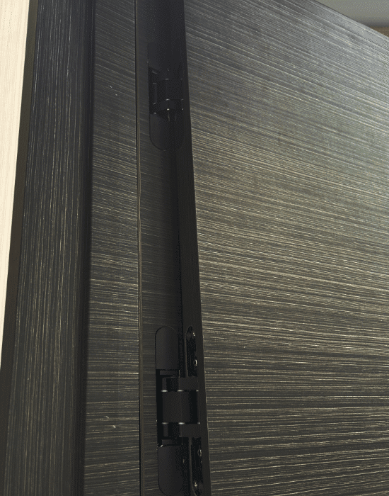 Jeju solid core wood veneer interior door system with concealed hinges and magnetic handle by MR DOOR US 2