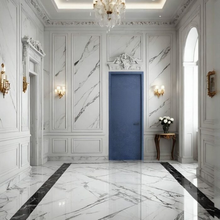 Busan modern solid core interior door with concealed hinges