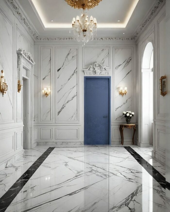 Busan modern solid core interior door with concealed hinges