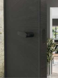 Jeju solid core wood veneer interior door system with concealed hinges and magnetic handle by MR DOOR US 3