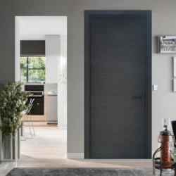 Jeju solid core wood veneer interior door system with concealed hinges and magnetic handle by MR DOOR US