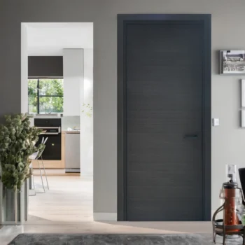 Jeju solid core wood veneer interior door system with concealed hinges and magnetic handle by MR DOOR US
